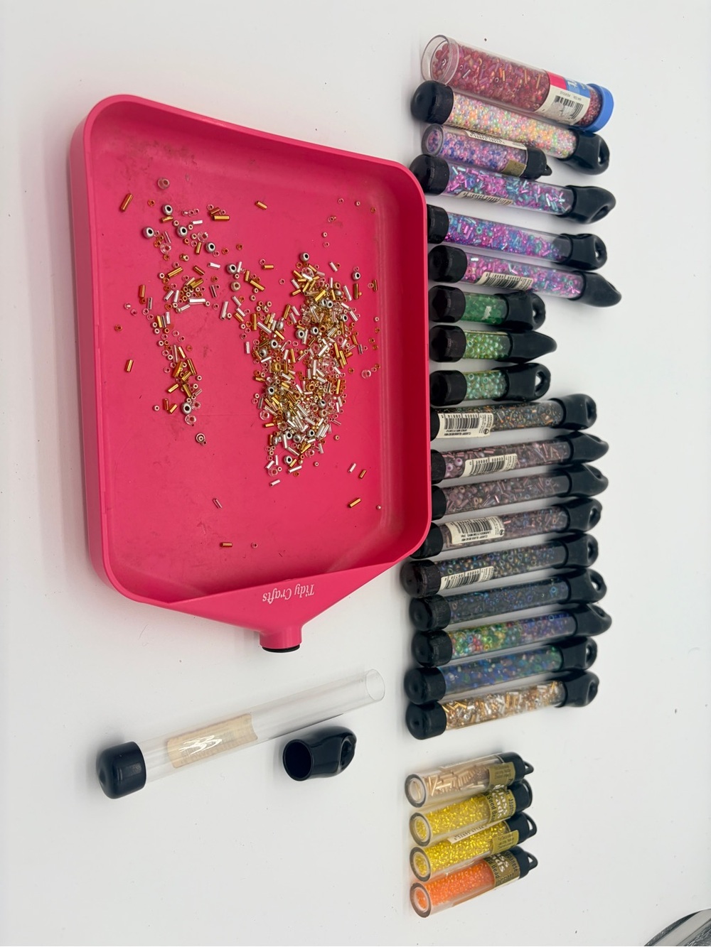 Vintage Glass Seed Bead Lot Jewelry Making Supplies Tubes & Tray Set